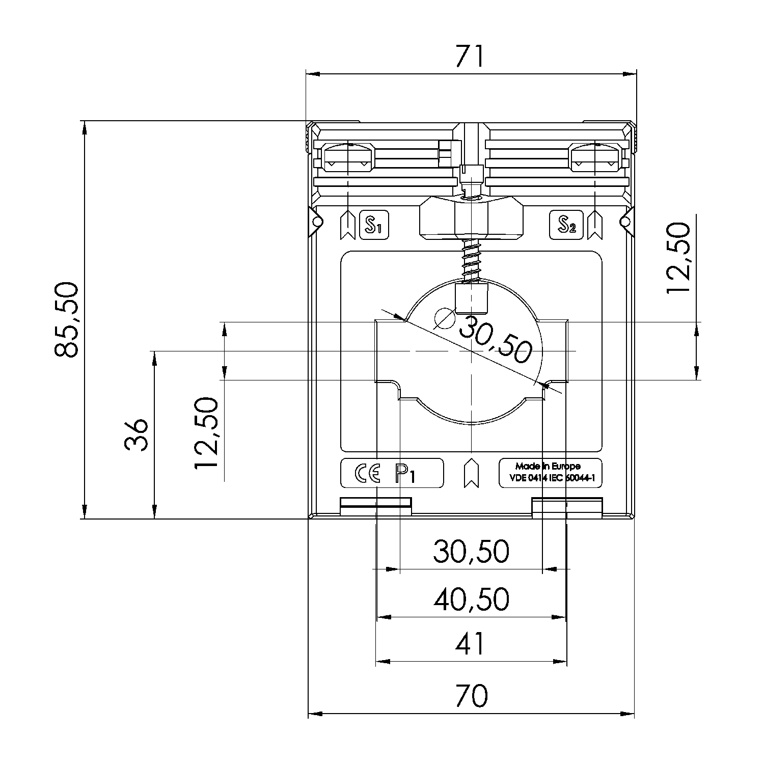 ASK 412.4 2U 2 ASK 412.4 2U Switchable current transformer technical drawing 3