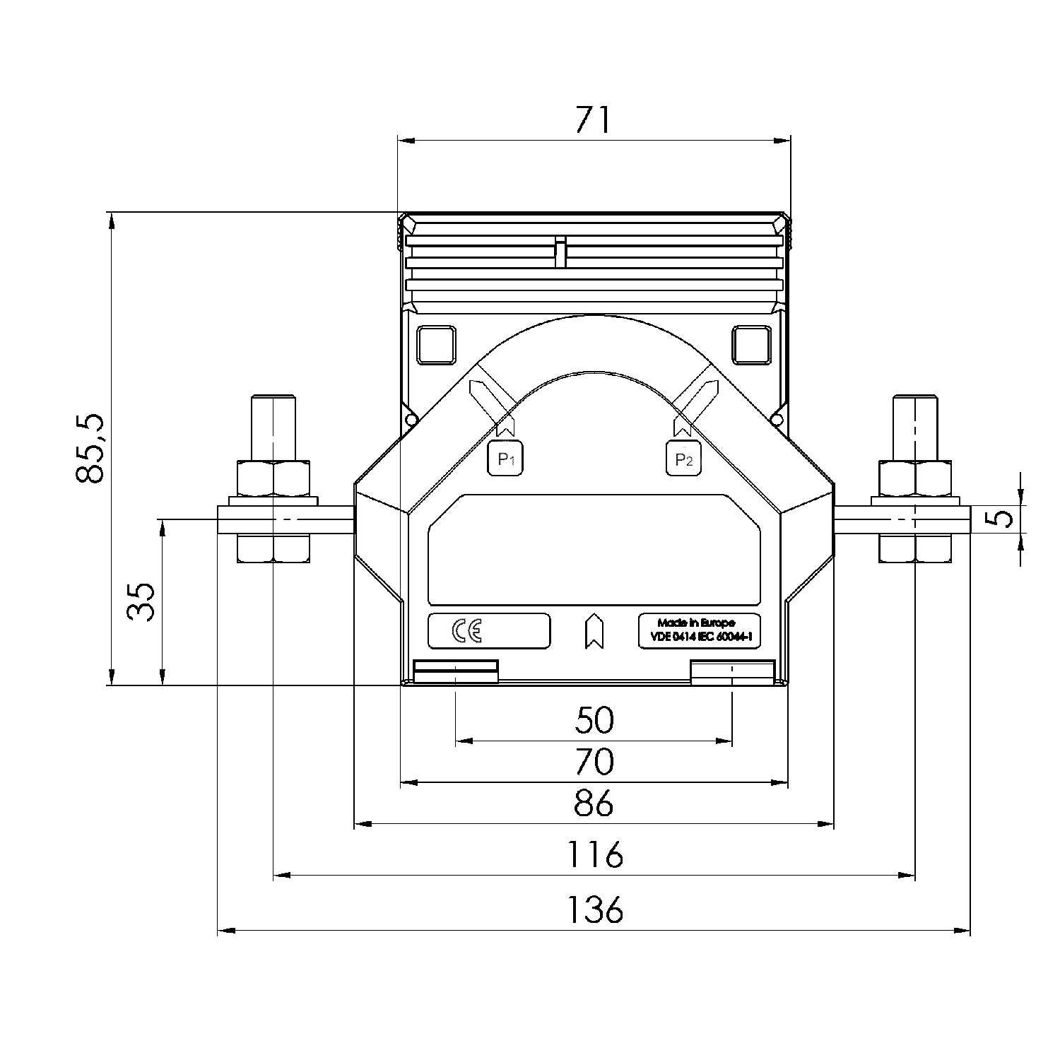 WSK 70.6 2 WSK 70.6N WSK – Winding current transformer technical drawing 3