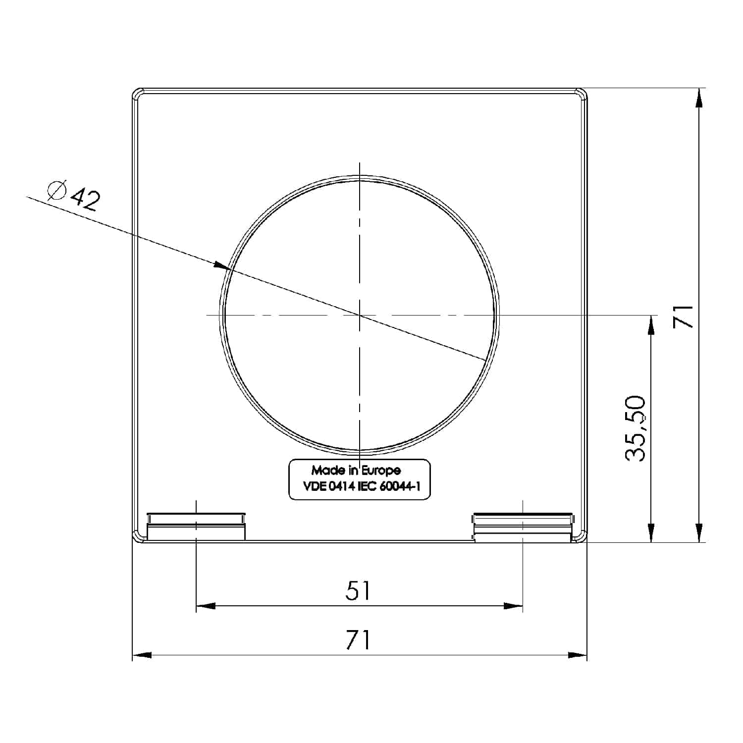 Rohrstromwandler ASR 42.45 Technische Zeichnung 3